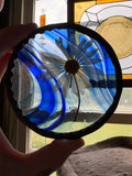 Cobalt Swirl Stained Glass Daisy Coaster