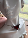 1.5” Small Triangle Medium Bright Garnet Swirl Necklace