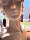 1.5” Iridescent Ripple Fuchsia Stained Glass Earrings
