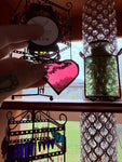 2” Heart Magenta Stained Glass Necklace