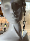 3” Iridescent Clear Florentine Stained Glass Chain Drop Earrings
