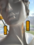 Upcycled Textured Amber  1.5” Rectangle Earrings
