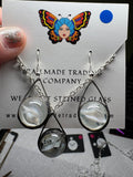 Clear and White Swirl Vintage Marble Earring and Necklace Set