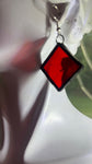 Vintage Red Waterglass 1.25” Square Earrings