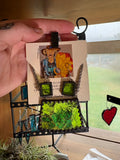 Upcycled Lime Green Stained Glass Earring and   Necklace Set