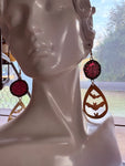 Fuchsia Stained Glass Earrings with Brass Bats