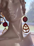 Fuchsia Stained Glass Earrings with Brass Bats
