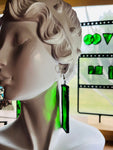 2.25” Upcycled Green Waterglass Rectangle Earrings