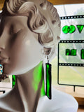 2.25” Upcycled Green Waterglass Rectangle Earrings