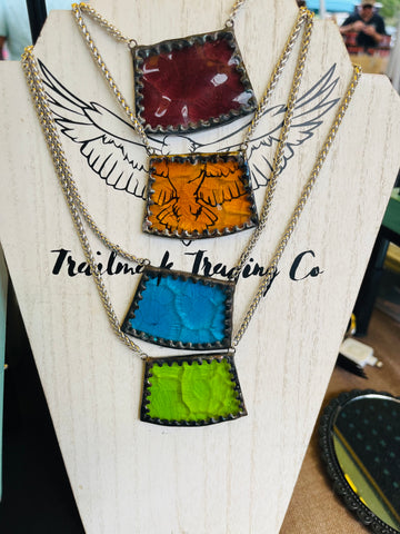 Upcycled Plum Stained Glass  Necklace