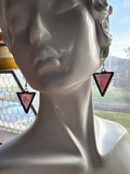 Upcycled Plum 1” Triangle Stained Glass Earrings