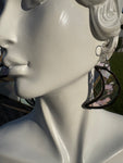 Upcycled Iridescent Clear Crescent Moon  Earrings