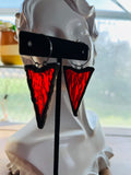 2” Vermilion Ripple “Shield” Stained Glass Earrings