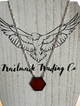 Dark Amber Stained Glass Hexagon Necklace