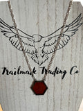 Dark Amber Stained Glass Hexagon Necklace