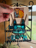 Upcycled Light Aqua Stained Glass Earring and  Necklace Set