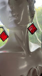 Vintage Red Waterglass 1.25” Square Earrings