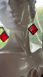 Vintage Red Waterglass 1.25” Square Earrings