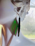 2” Rhombus  Iridescent Forest Green Stained Glass Earrings