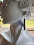 Deep Blue 1” Triangle with Moonphase  Charm Stained Glass Earrings