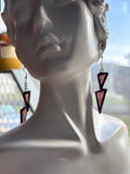 3” Upcycled Plum Chain Drop  Stained Glass Earrings