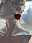1” Red Heart Earrings with Beads