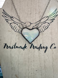 Upcycled Opalescent White Heart Necklace