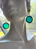 1.25” Circle Teal Glass Earrings