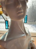 1.5” Upcycled Light Aqua Stained Glass Earrings