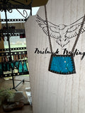 Upcycled Light Aqua Stained Glass  Necklace