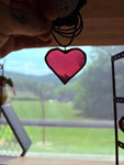 2” Heart Magenta Stained Glass Necklace