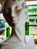 2.25” Upcycled Green Waterglass Rectangle Earrings