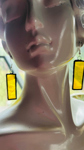1.5” Upcycled Yellow Waterglass Rectangle Earrings