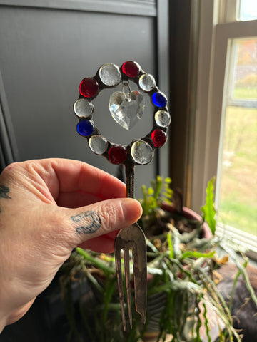 Red, White, and Blue Marble Plant Stake