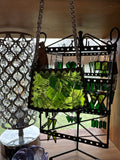 Upcycled Lime Green Stained Glass Earring and   Necklace Set