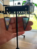 Opalescent Mermaid 1.5” Triangle Stained Glass Earrings