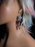 3” Eagle Coin Red, White, and Blue Chain Drop Earrings