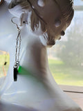 Iridescent Forest Green Stained Glass Semicircle Earrings