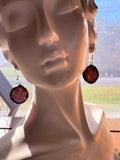 1” Circle Iridescent Ripple Fuchsia Stained Glass Earrings