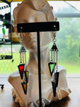 Rainbow 3” Chain Drop Stained Glass Earrings