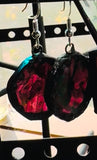 1” Circle Iridescent Ripple Fuchsia Stained Glass Earrings