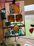 Upcycled Amber Stained Glass  Earring and Necklace Set