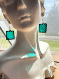 Emerald Green Stained Glass Earring and   Necklace Set
