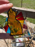 3” Upcycled Stained Glass Orange (Amber) Cat