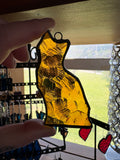 3” Upcycled Stained Glass Orange (Amber) Cat