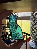 3” Upcycled Stained Glass Blue Cat
