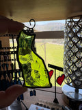 3” Upcycled Stained Glass Green Cat