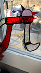 Red Pi Symbol Suncatcher