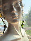 3” Olive Stained Glass Chain Drop Earrings