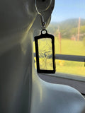Upcycled Clear Glue Chip Glass 1” Rectangle Earrings